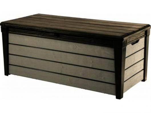 Baúl de jardín Scaup, contenedor de herramientas de madera, 122x77x97 cm